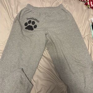 Gray Sweatpants with Paw Print